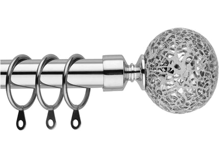 Curtain Poles Mosaic ball finials Extendable Set 70 to 120cm Chrome