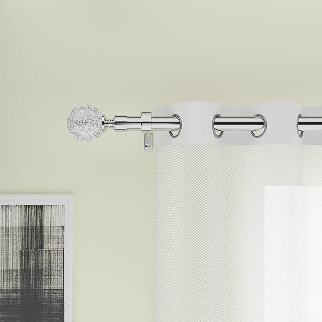 Curtain Poles Mosaic ball finials Extendable Set 70 to 120cm Chrome