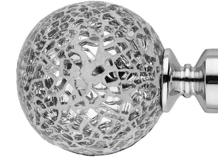 Curtain Poles Mosaic ball finials Extendable Set 70 to 120cm Chrome