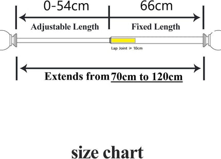 Curtain Poles Mosaic ball finials Extendable Set 70 to 120cm Chrome