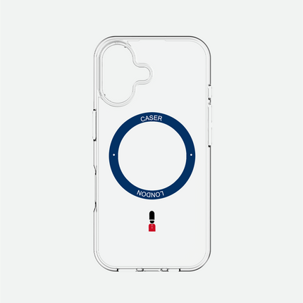 Slim Clear iPhone 16 Pro Max Case with Royal Blue MagSafe Ring - King's Guard | The Iconic Case