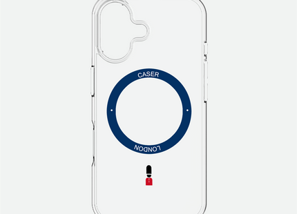 Slim Clear iPhone 16 Case with Royal Blue MagSafe Ring - King's Guard | The Iconic Case