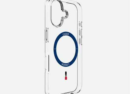 Slim Clear iPhone 16 Pro Max Case with Royal Blue MagSafe Ring - King's Guard | The Iconic Case