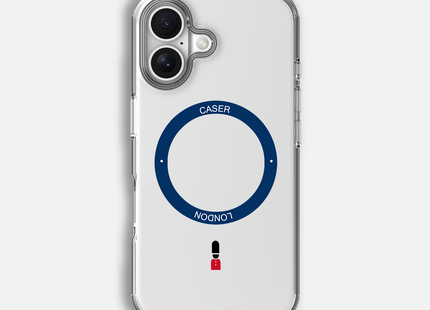Slim Clear iPhone 16 Case with Royal Blue MagSafe Ring - King's Guard | The Iconic Case