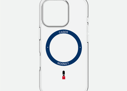 Slim Clear iPhone 16 Pro Max Case with Royal Blue MagSafe Ring - King's Guard | The Iconic Case