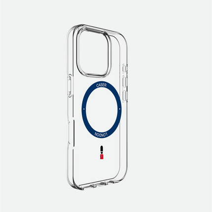 Slim Clear iPhone 16 Pro Max Case with Royal Blue MagSafe Ring - King's Guard | The Iconic Case