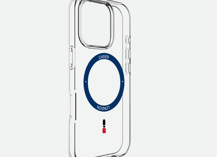 Slim Clear iPhone 16 Case with Royal Blue MagSafe Ring - King's Guard | The Iconic Case