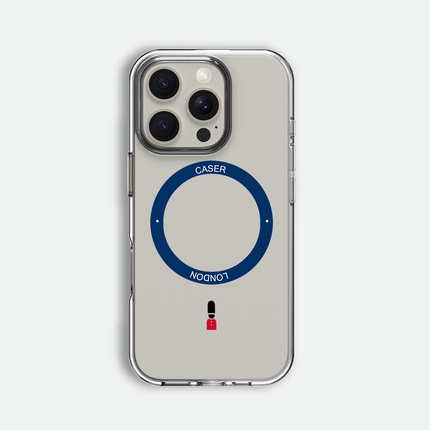 Slim Clear iPhone 16 Case with Royal Blue MagSafe Ring - King's Guard | The Iconic Case