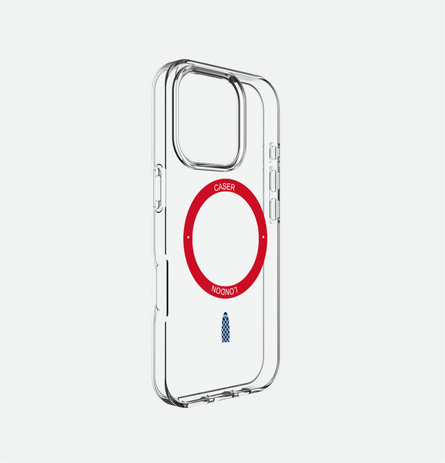 Slim Clear iPhone 16 Pro Case with Red MagSafe Ring - Gherkin Icon | The Iconic Case