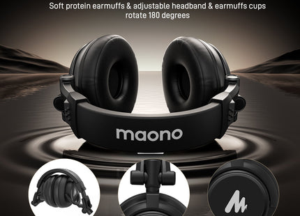 Maono Studio Closed Back Dynamic Headphones with 3.5mm & 6.35mm Jack Plug