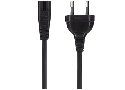 Maplin Power Lead IEC C7 Fig 8 2 Pin Plug to Euro 2 Pin Plug - 2m (Not Fused)