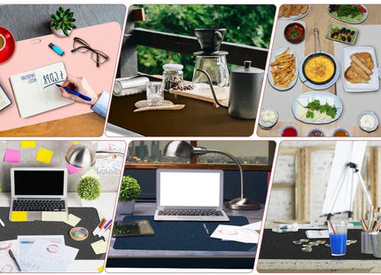Premium PU Leather Desk Mat Protector Waterproof - Titanium Silver 60 x 35 CM