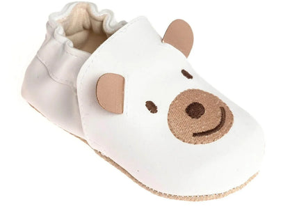 Papulin Unisex Bear Patterned Booties - White