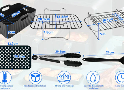 Dual Air Fryer Accessories 6Pcs Set With Racks Compatible Ninja Foodi and Others