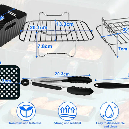 Dual Air Fryer Accessories 6Pcs Set With Racks Compatible Ninja Foodi and Others