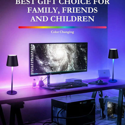 Cordless LED Table Lamp RGB Rechargeable Desk Light IP54 Touch Dimmable 2 Pack
