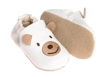 Papulin Unisex Bear Patterned Booties - White