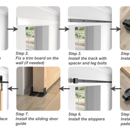 Sliding Barn Door Kit 6.6FT Heavy Duty Big Wheel Black Track 5 Splice SANKEYTEW