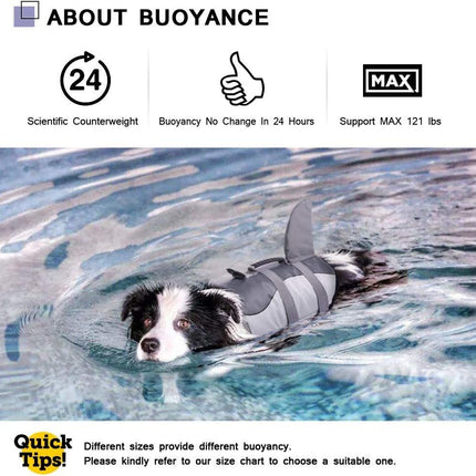Dog Life Jacket Floatation, Pet Life Vest Shark Costume Size L