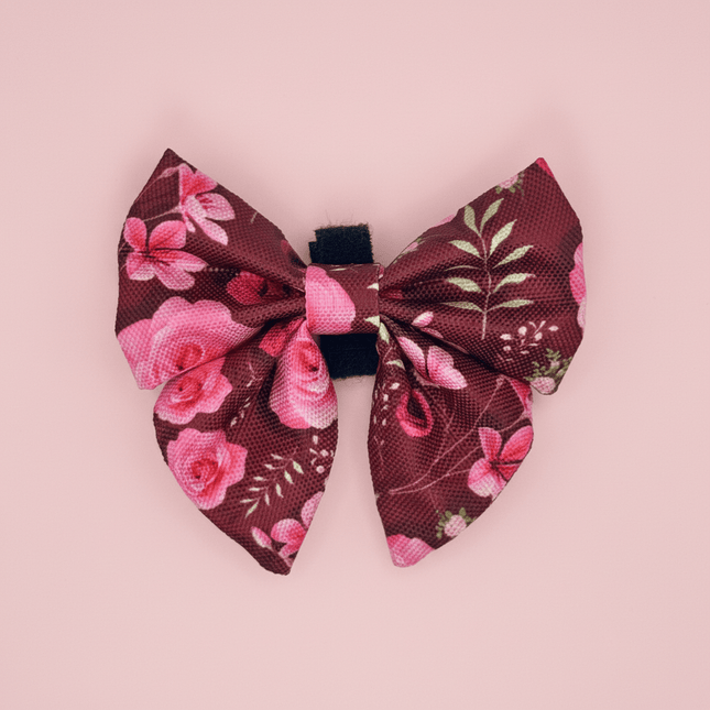 Dog Sailor Bow -  Burgundy Bloom