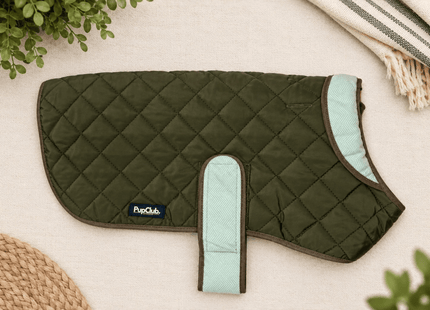 Quilted Dog Coat - Khaki Tweed