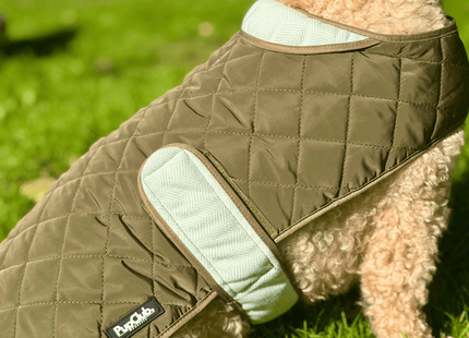 Quilted Dog Coat - Khaki Tweed
