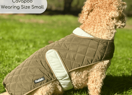 Quilted Dog Coat - Khaki Tweed