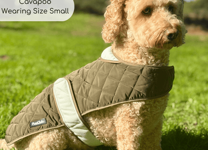 Quilted Dog Coat - Khaki Tweed