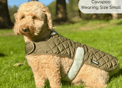 Quilted Dog Coat - Khaki Tweed