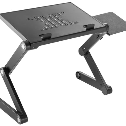 ProperAV Laptop Stand for Bed / Sofa / Desk with Adjustable Legs & Mouse Pad - Black
