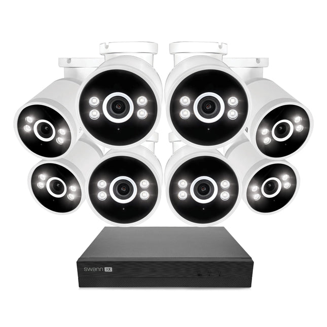 Swann AdvancedX 4K 2TB 16-Channel Wired PoE NVR CCTV with 8 Bullet Camera Kit