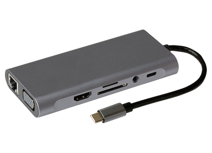 Maplin USB-C Multiport Hub 4x USB-A, HDMI, RJ45, USB-C PD, VGA, SD Card Reader