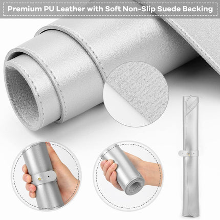 Premium PU Leather Desk Mat Protector Waterproof - Titanium Silver 60 x 35 CM