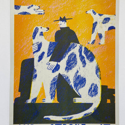 Find a dog and Stroke It riso print (A3)