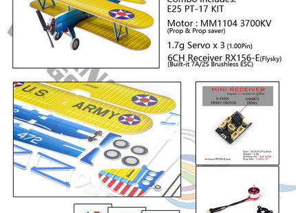 Dancing Wings E25 450mm PT-17 R/C Aircraft Kit