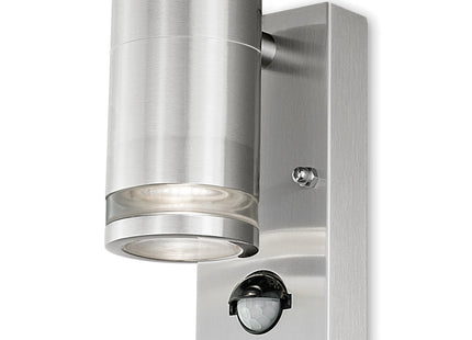 4lite Marinus GU10 Single Direction Outdoor Wall Light with PIR - Stainless Steel