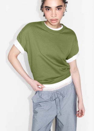 Arrival Cotton Crew-Neck Solid-Color Versatile T-Shirt