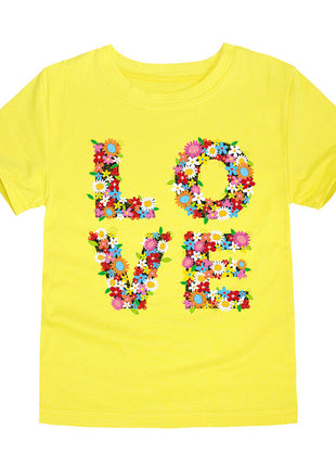 Children's Clothing Cartoon Knitted Heat Press Round Neck T-shirt