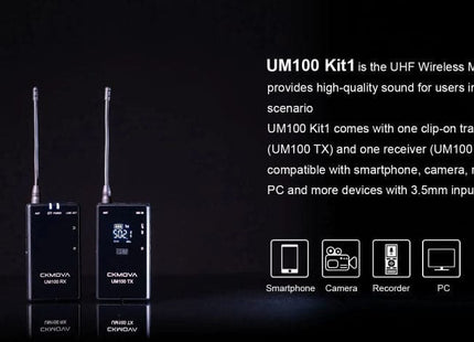 Maplin CKMOVA UM100 UHF Wireless Microphone Kit with 1x Transmitter & 1x Receiver