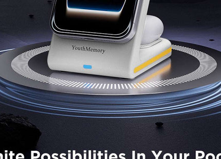 YouthMemory 4-in-1 Wireless Charging Station for iPhone, Apple Watch & AirPods