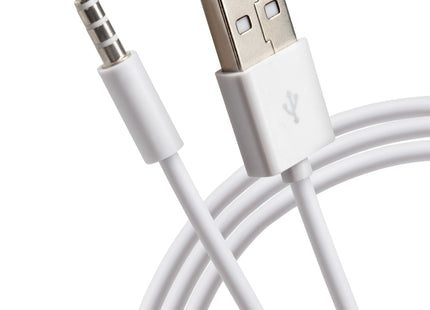 Maplin USB-A to 3.5mm Aux Stereo 3 Pole TRRS Jack Plug Cable - White, 1.2m