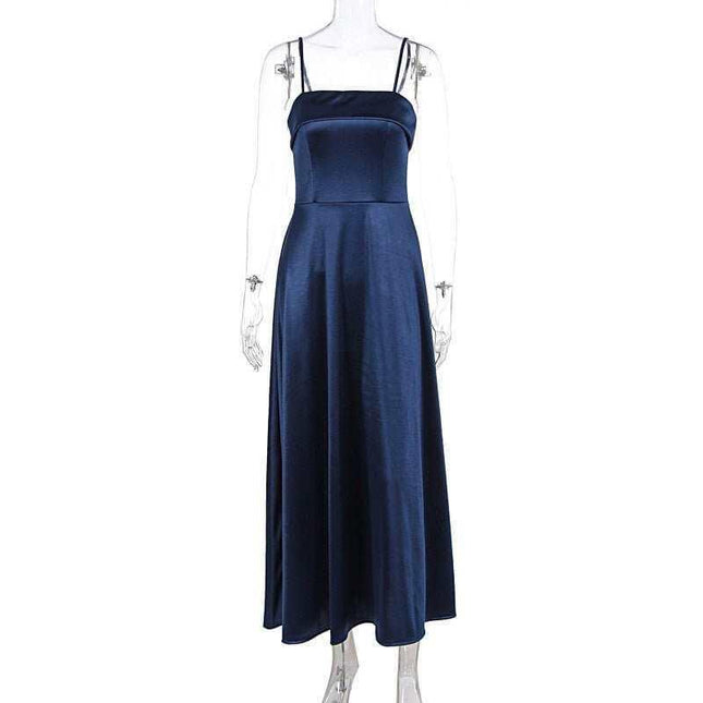 Elegant Summer Dress: Solid Color Sleeveless Backless Tube Top Maxi Dress for Women