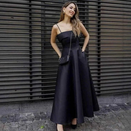 Elegant Summer Dress: Solid Color Sleeveless Backless Tube Top Maxi Dress for Women