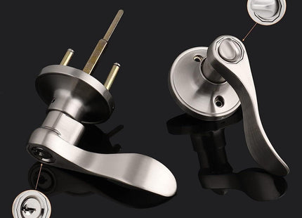 Exterior Door Handle Lock Satin Nickel Keyed Entry Wave Style Probrico