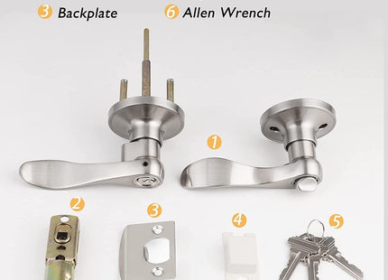 Exterior Door Handle Lock Satin Nickel Keyed Entry Wave Style Probrico
