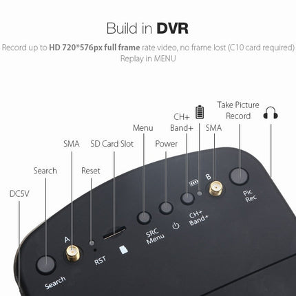 EV800D FPV True Diversity FPV Goggles w/ DVR