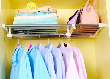 Extendable Closet Shelf Rod, 45-70cm, Clothes Hanger Organizer Metal