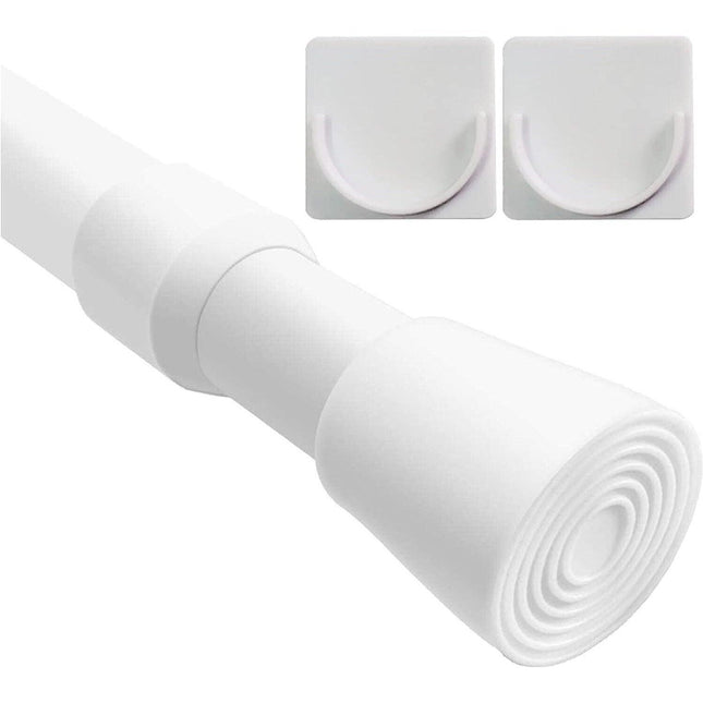 Tension Curtain Rod Extendable 103-190cm With Holders Wardrobe Bathroom