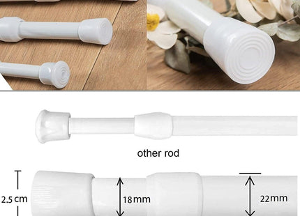Tension Curtain Rod Extendable 103-190cm With Holders Wardrobe Bathroom