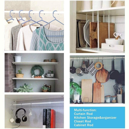 Tension Curtain Rod Extendable 103-190cm With Holders Wardrobe Bathroom